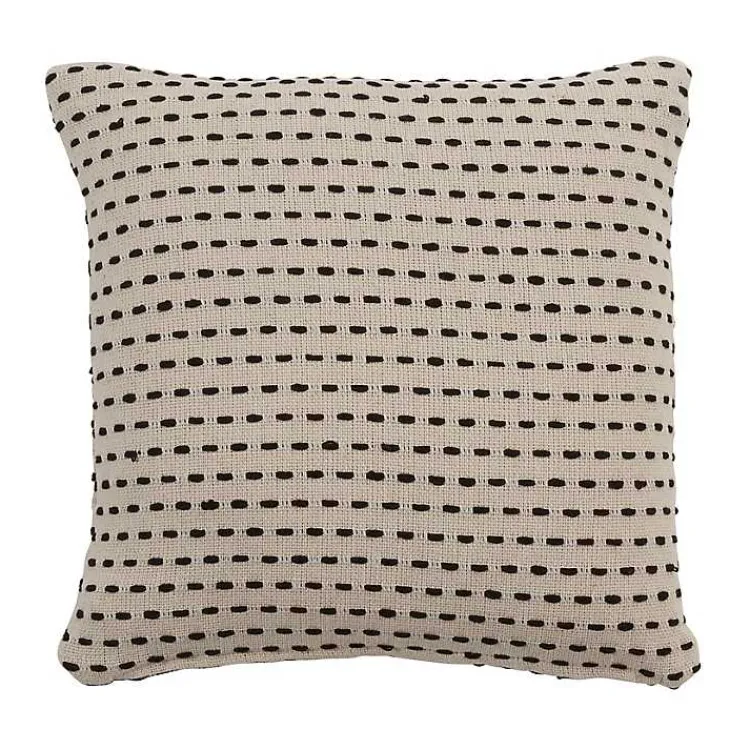 Pillows>Kirklands Home Stitch Line Cream Throw Pillow Ivory