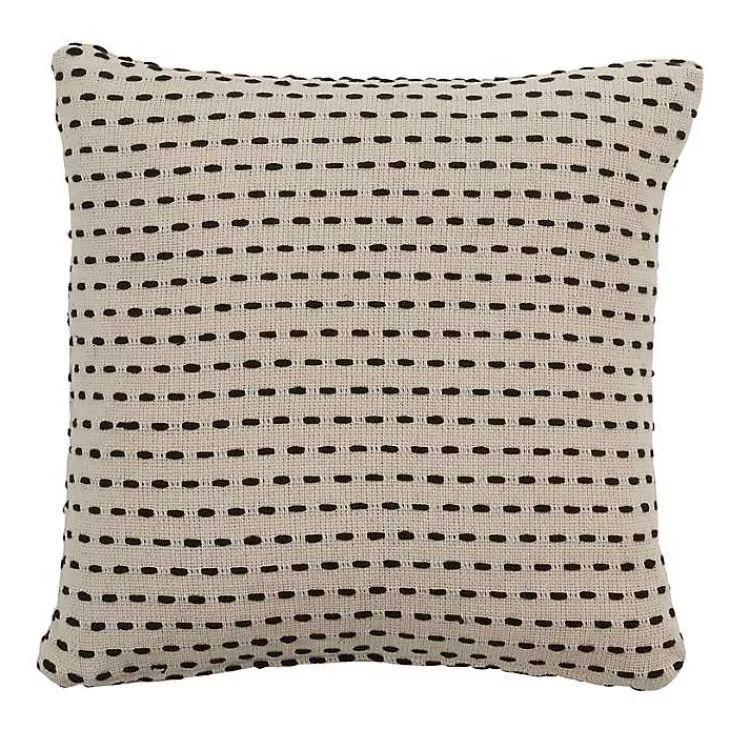 Pillows>Kirklands Home Stitch Line Cream Throw Pillow Ivory