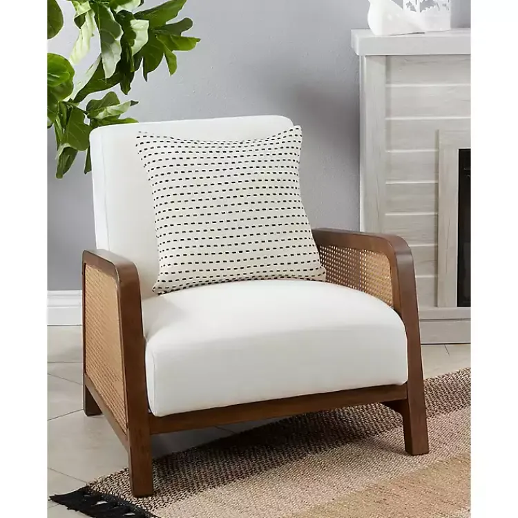 Pillows>Kirklands Home Stitch Line Cream Throw Pillow Ivory