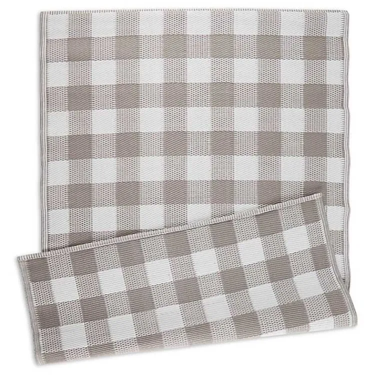 Kirklands Home Stone & White Buffalo Check Outdoor Area Rug, 4x6