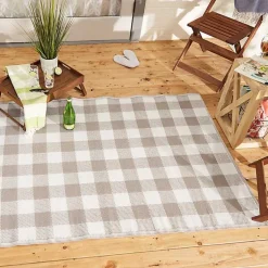 Kirklands Home Stone & White Buffalo Check Outdoor Area Rug, 4x6
