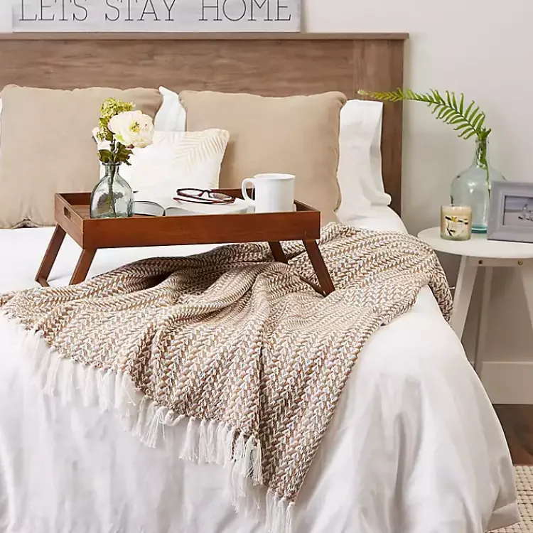 Blankets & Throws>Kirklands Home Stone and White Arrowhead Throw Tan