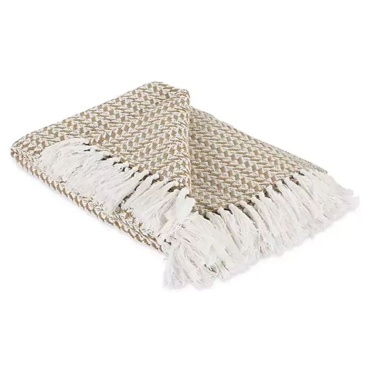 Blankets & Throws>Kirklands Home Stone and White Arrowhead Throw Tan