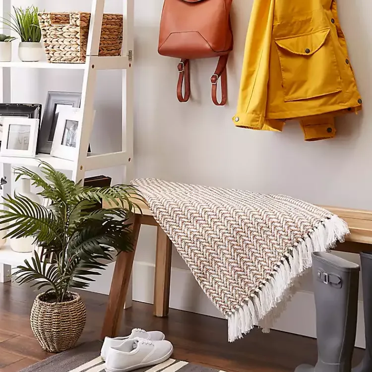 Blankets & Throws>Kirklands Home Stone and White Arrowhead Throw Tan