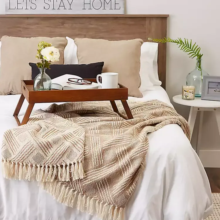 Blankets & Throws>Kirklands Home Stone Basket Weave Throw Tan