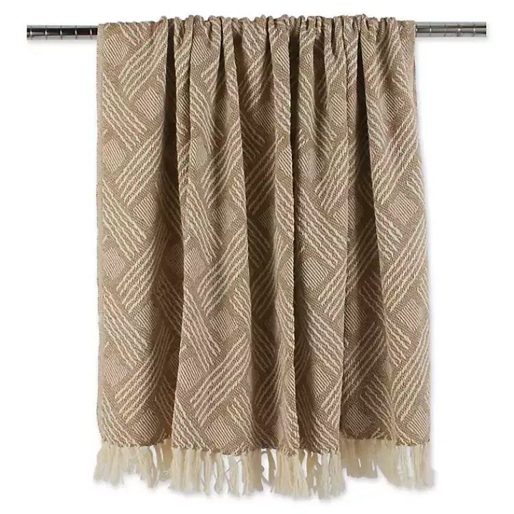Blankets & Throws>Kirklands Home Stone Basket Weave Throw Tan