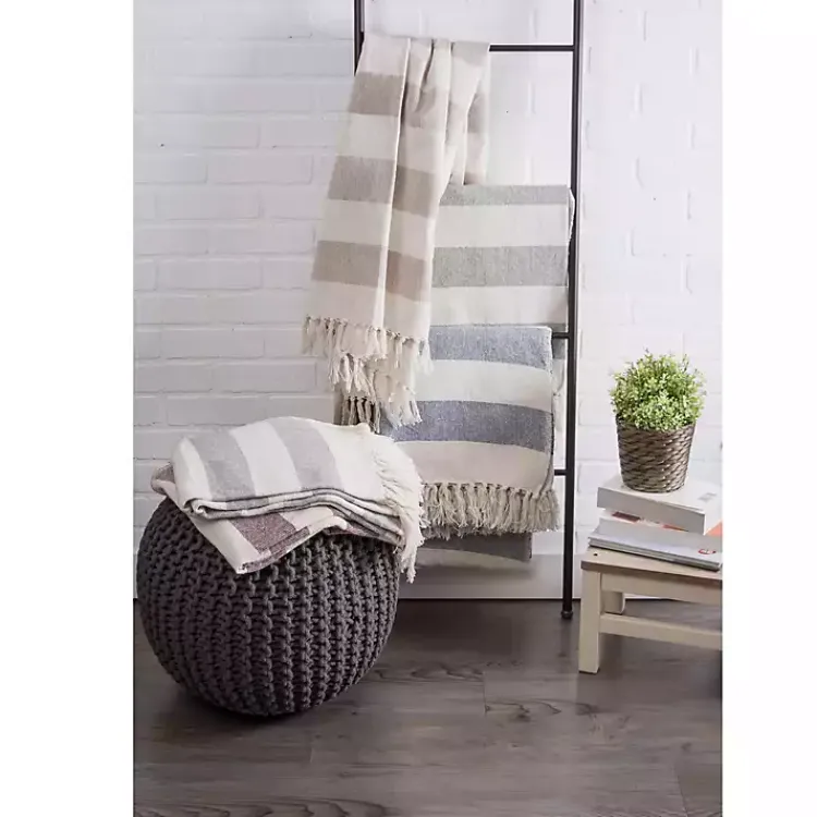 Blankets & Throws>Kirklands Home Stone Cabana Stripe Throw Tan