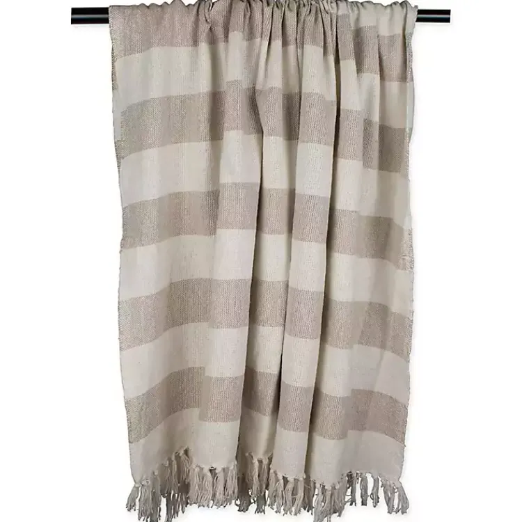 Blankets & Throws>Kirklands Home Stone Cabana Stripe Throw Tan