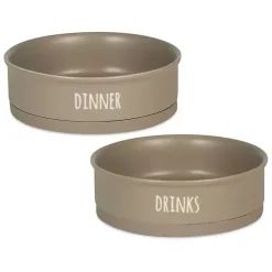 Kirklands Home Stone Dinner & Drinks 2-pc. Pet Bowl Set, 8 in. Tan Discount