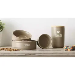 Kirklands Home Stone Dinner & Drinks 2-pc. Pet Bowl Set, 8 in. Tan Discount
