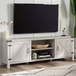 Kirklands Home Stone Barn Door TV Stand Gray Sale