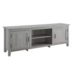 Kirklands Home Stone Grooved Door Modern Farmhouse TV Stand Gray Clearance