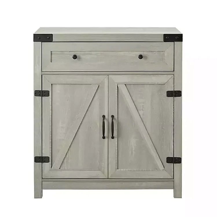 Kirklands Home Stone Rustic Barndoor Cabinet Gray Outlet