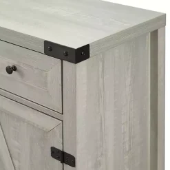 Kirklands Home Stone Rustic Barndoor Cabinet Gray Outlet