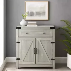 Kirklands Home Stone Rustic Barndoor Cabinet Gray Outlet