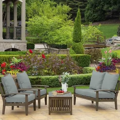 Kirklands Home Stone Leala Texture Outdoor Deep Seat Cushions Gray New