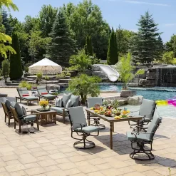 Kirklands Home Stone Leala Texture Outdoor Deep Seat Cushions Gray New