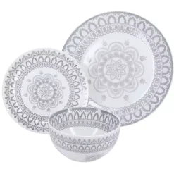 Kirklands Home Stone Lila Patterned 12-pc. Dinnerware Set New