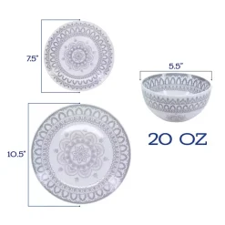 Kirklands Home Stone Lila Patterned 12-pc. Dinnerware Set New