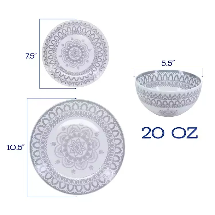 Kirklands Home Stone Lila Patterned 12-pc. Dinnerware Set New