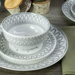 Kirklands Home Stone Lila Patterned 12-pc. Dinnerware Set New