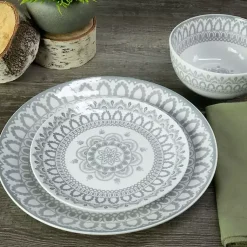 Kirklands Home Stone Lila Patterned 12-pc. Dinnerware Set New