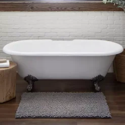 Kirklands Home Stone Lofty Pile Chenille Bath Mat, 34 in. Gray Clearance