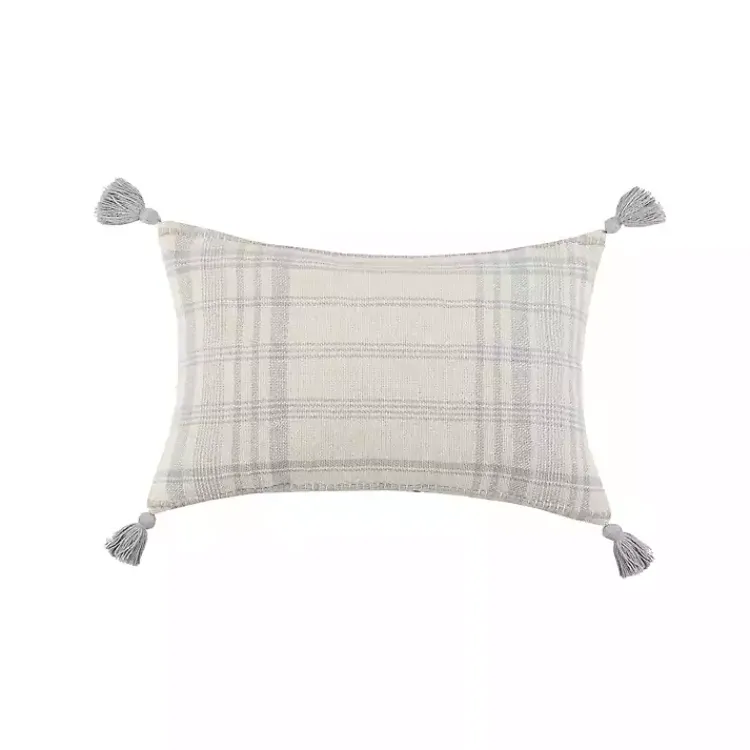 Pillows>Kirklands Home Stone Plaid Cotton Lumbar Pillow