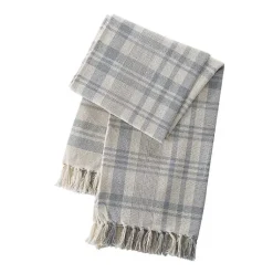Blankets & Throws>Kirklands Home Stone Plaid Cotton Throw