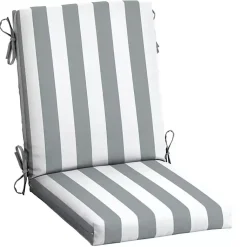 Kirklands Home Stone Stripe Luxe Outdoor Dining Chair Cushion Gray Hot