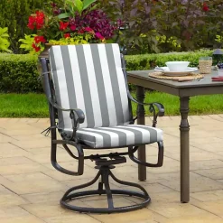 Kirklands Home Stone Stripe Luxe Outdoor Dining Chair Cushion Gray Hot