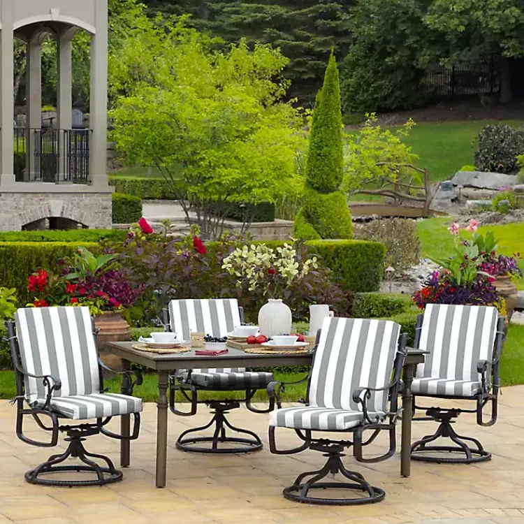 Kirklands Home Stone Stripe Luxe Outdoor Dining Chair Cushion Gray Hot