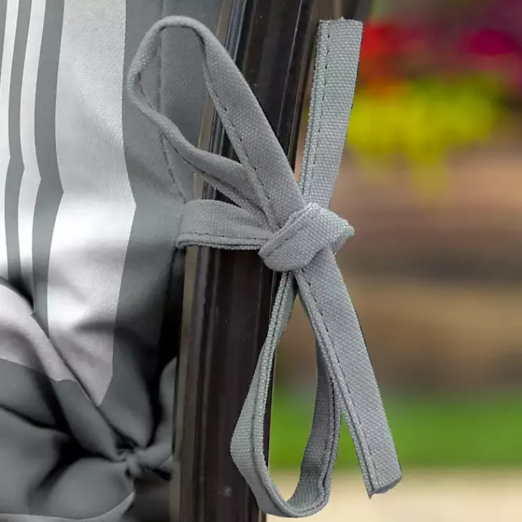 Kirklands Home Stone Stripe Luxe Outdoor Dining Chair Cushion Gray Hot