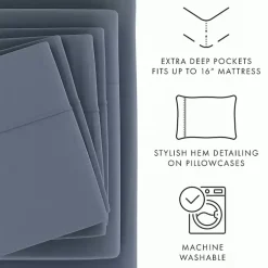 Kirklands Home Stone Ultra Soft 6-pc. Full Sheet Set Gray New