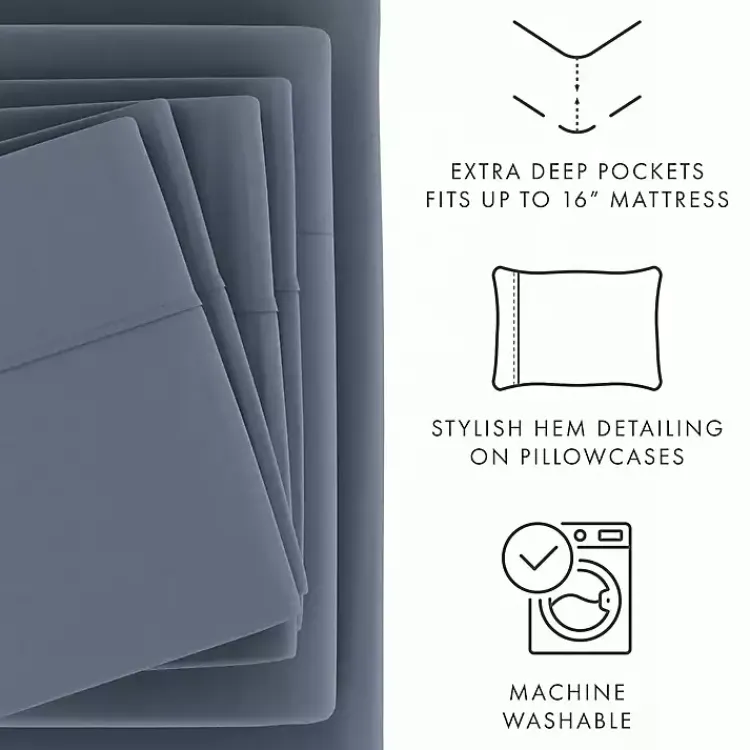 Kirklands Home Stone Ultra Soft 6-pc. Full Sheet Set Gray New