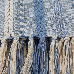 Blankets & Throws>Kirklands Home Stonewash Braided Fringe Throw Blue