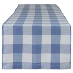 Kirklands Home Stonewash Blue Buffalo Check Table Runner, 72 in. New
