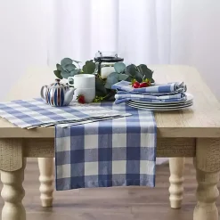 Kirklands Home Stonewash Blue Buffalo Check Table Runner, 72 in. New