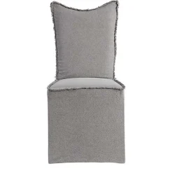 Kirklands Home Stonewash Fringe Slipcover Dining Chairs, Set of 2 Gray Outlet