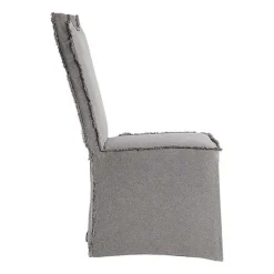 Kirklands Home Stonewash Fringe Slipcover Dining Chairs, Set of 2 Gray Outlet