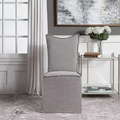 Kirklands Home Stonewash Fringe Slipcover Dining Chairs, Set of 2 Gray Outlet