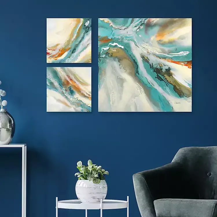 Kirklands Home Striations I, II & III Canvas Art Prints, Set of 3 Blue Online