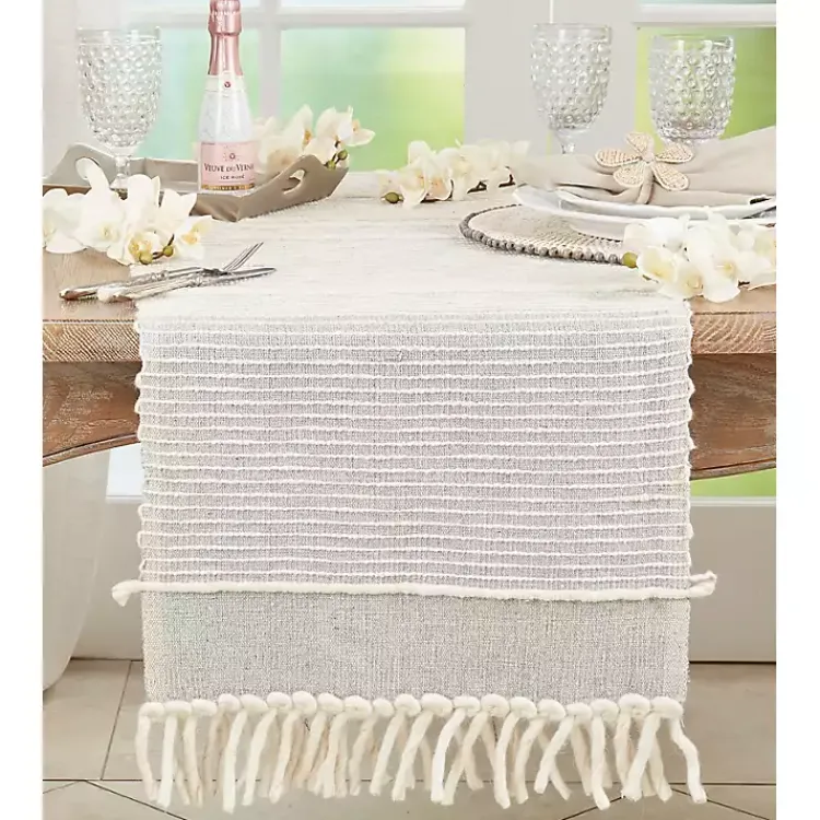 Kirklands Home Striped Chunky Fringe Table Runner Sale