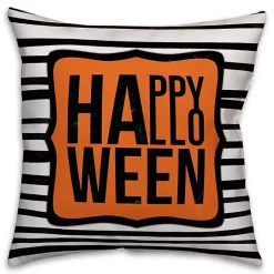 Halloween>Kirklands Home Striped Happy Halloween Outdoor Pillow Multi