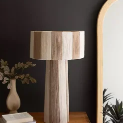 Kirklands Home Striped Natural Jute Table Lamp Brown Hot