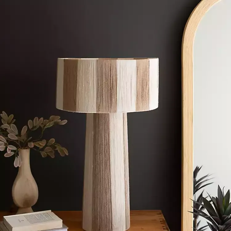 Kirklands Home Striped Natural Jute Table Lamp Brown Hot