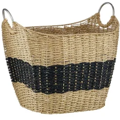 Baskets & Boxes>Kirklands Home Striped Natural Seagrass Basket