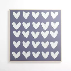 Kirklands Home Stucco Hearts Framed Canvas Art Prints New