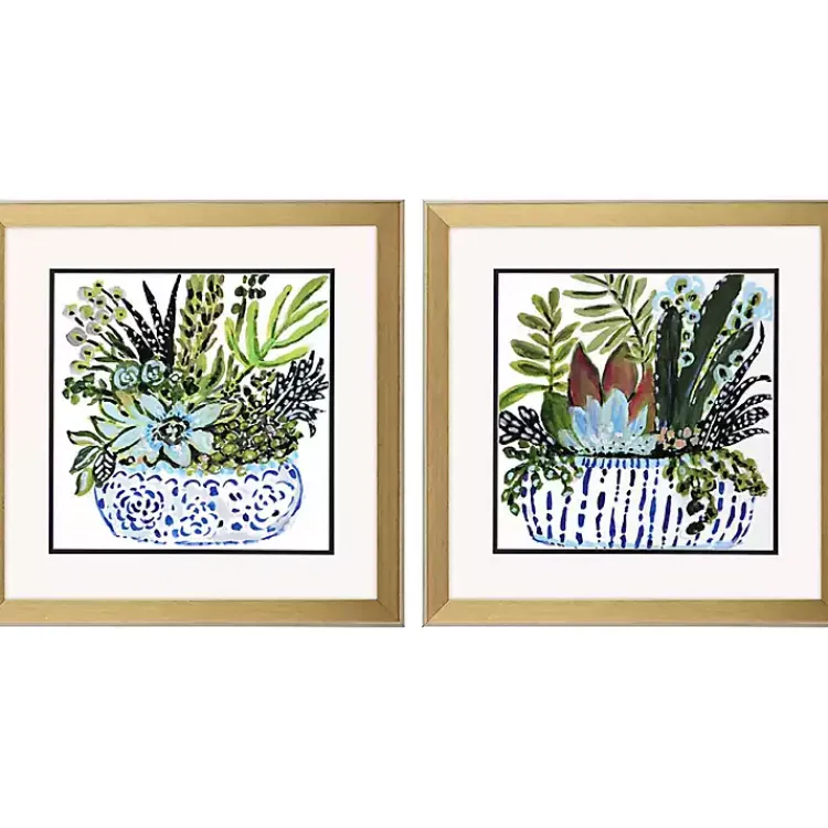 Kirklands Home Succulent Garden Framed Art Prints, Set of 2 Green Discount