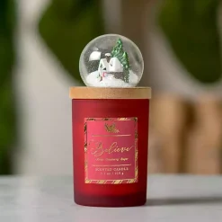 Candles>Kirklands Home Sugar Plums Snow Globe Jar Candle Red